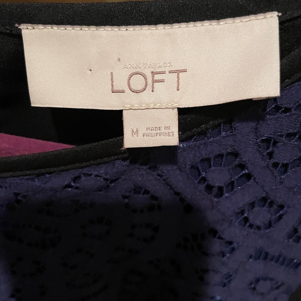 Ann Taylor Loft Deep Purple Lace Sleeveless Cami Business Blouse Lined Suits M - Picture 5 of 10